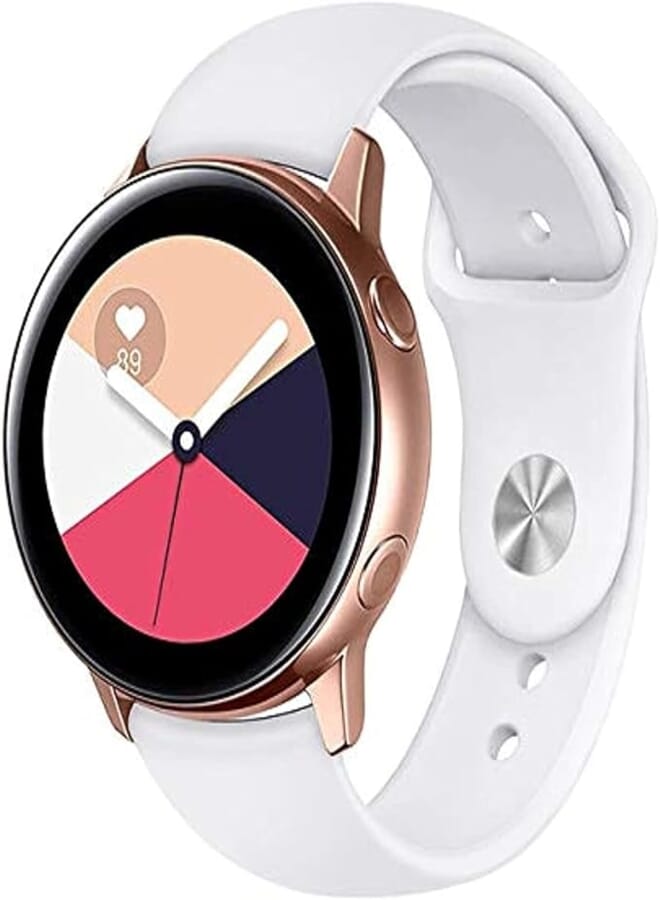 ODIN Watchbands - silicone Watch Band for for Samsung Galaxy Watch Active Band Galaxy 42mm Strap S2 gear Soft Sport 20mm Smart Wristbands Watch strap (White 20mm), Unisex